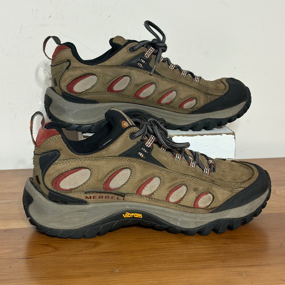 Merrell Radius Hiking Shoes Womens 9 Dark Taupe Rust Suede Vibram 86190 Low Top